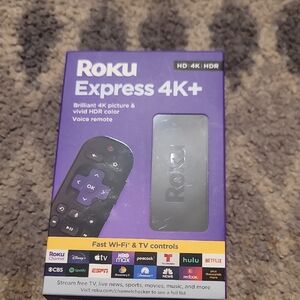 Roku Express 4K+ with Black and Purple Design